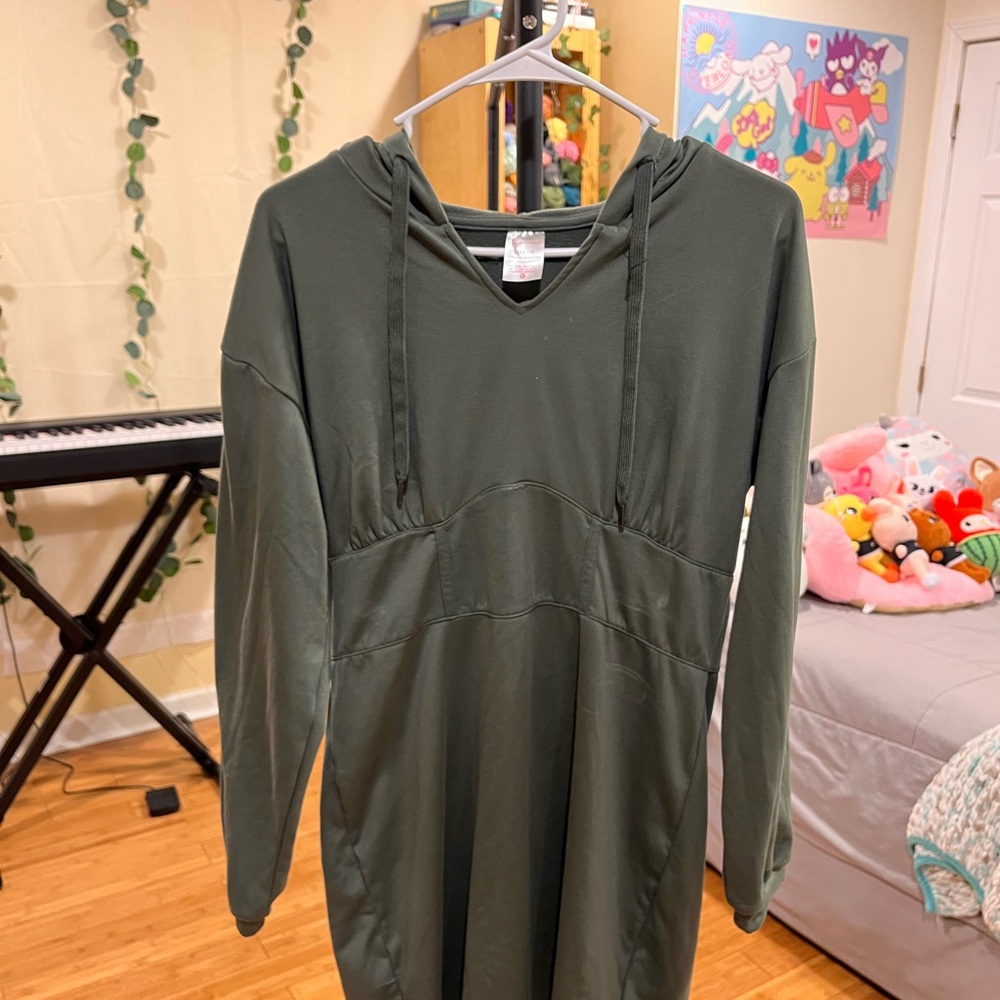 Olive Green Hooded Dress